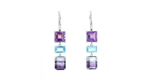 Multicolored Fluorite and 5.80 ct. t.w. Multi-Gemstone Drop Earrings in Sterling Silver