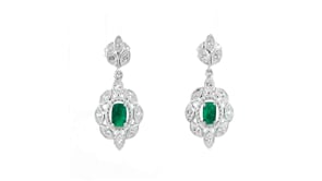 .70 ct. t.w. Emerald and .30 ct. t.w. White Topaz Drop Earrings in Sterling Silver