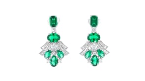 4.60 ct. t.w. Simulated Emerald and 1.10 ct. t.w. CZ Drop Earrings in Sterling Silver