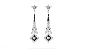 Italian .70 ct. t.w. CZ and Black Enamel Drop Earrings in Sterling Silver