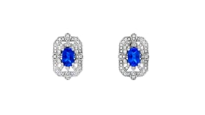1.00 ct. t.w. Simulated Sapphire and .40 ct. t.w. CZ Earrings in Sterling Silver