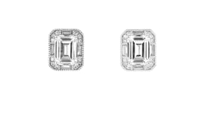 6.10 ct. t.w. Emerald-Cut CZ Frame Earrings in Sterling Silver