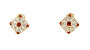 .60 ct. t.w. Garnet and .11 ct. t.w. Diamond Vintage-Style Earrings in 18kt Gold Over Sterling