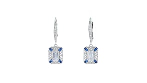 1.30 ct. t.w. CZ and .30 ct. t.w. Simulated Sapphire Drop Earrings in Sterling Silver