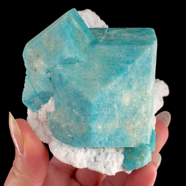 Microcline var: Amazonite on Albite