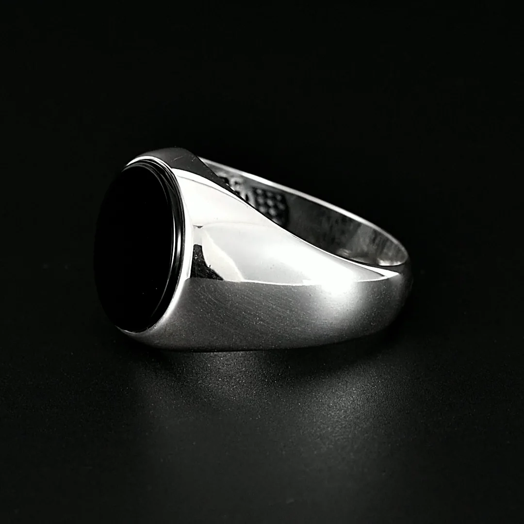 Basic Sterling Silver Ring with Onyx Stone