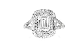 3.00 ct. t.w. Emerald-Cut Lab-Grown Diamond Halo Ring in 14kt White Gold
