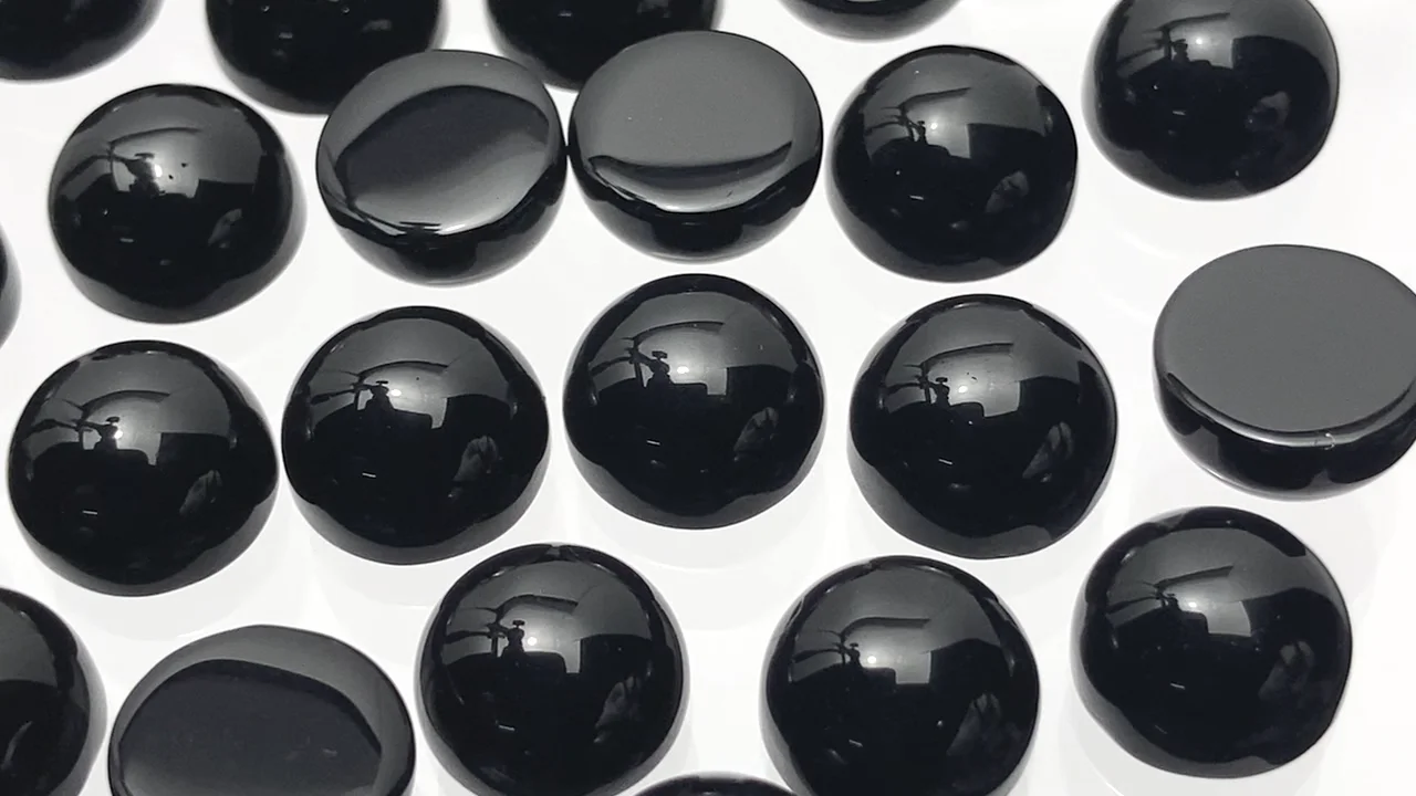 ブラジル産モリオン（黒水晶） ラウンド カボション10×10mm 3個
