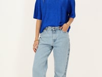 Blue oversized T-shirt with lurex