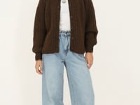 Brown chunky knit cardigan with buttons | My Jewellery