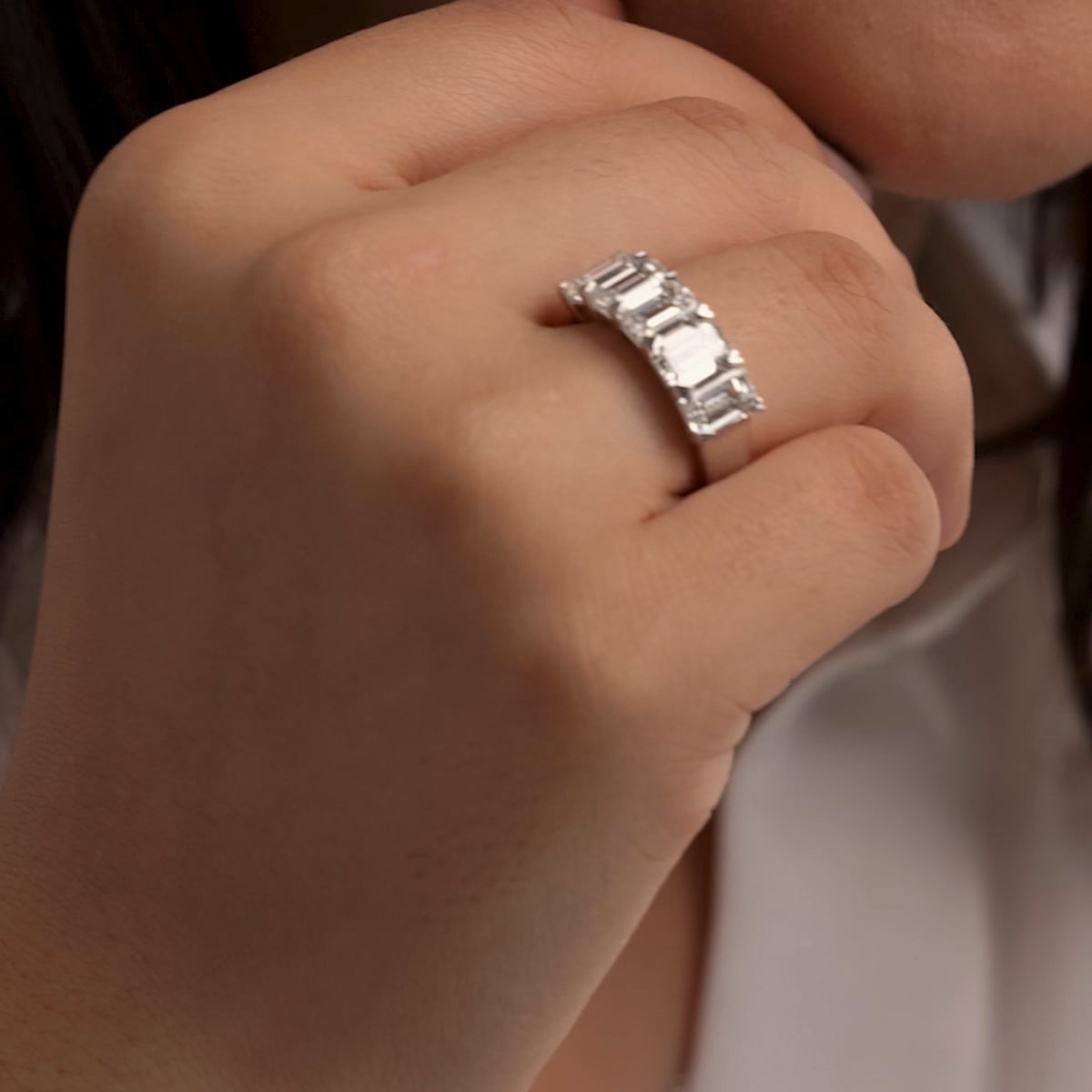 product video 2 for 5 ctw Emerald Lab Grown Diamond Five-Stone Anniversary Band
