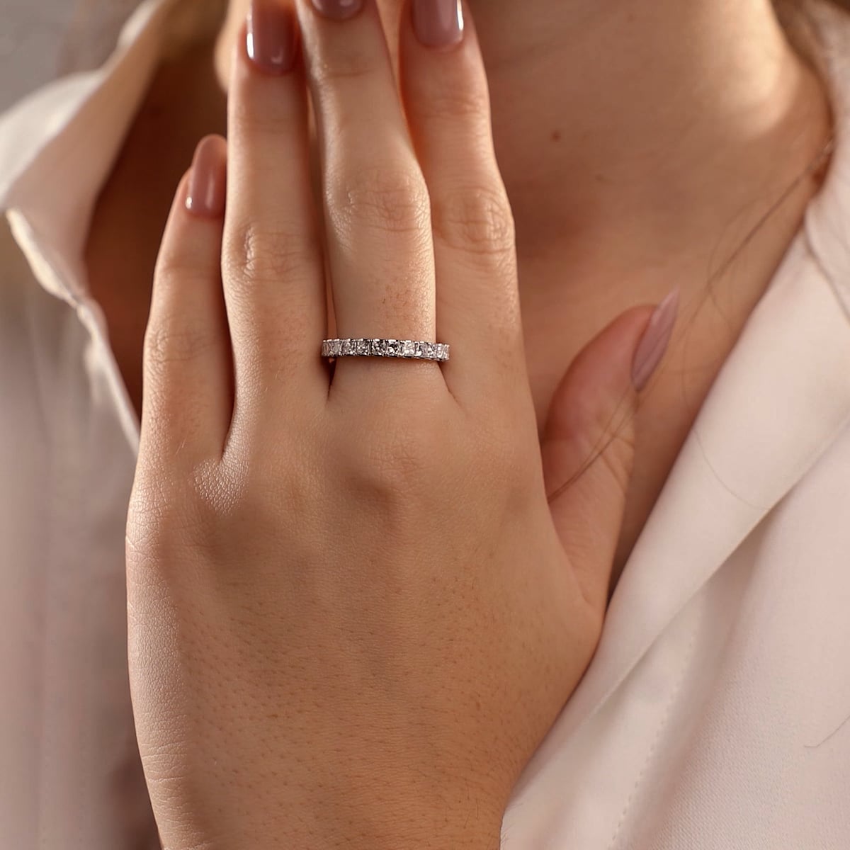 ctw Princess Lab Grown Diamond Eternity Band Width 14K Rose Gold,  DE, VS1