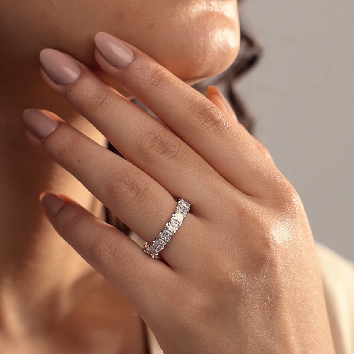 product video 2 for 5 ctw Princess Lab Grown Diamond Eternity Band - 4mm Width
