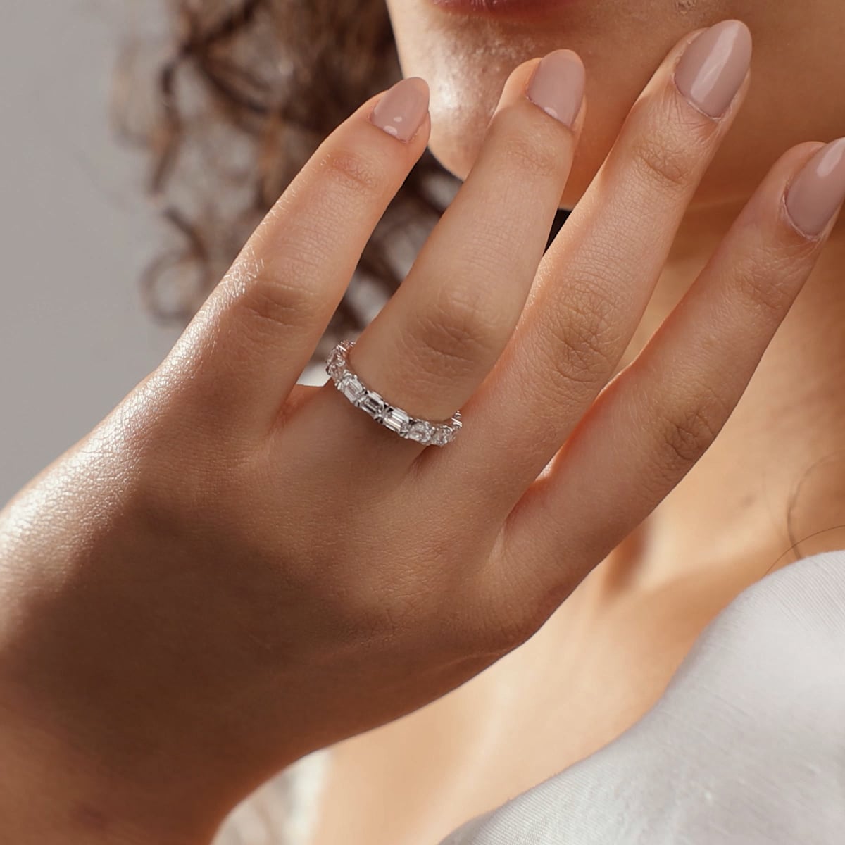 product video 2 for 3 ctw East-West Emerald Lab Grown Diamond Eternity Band - 3mm Width
