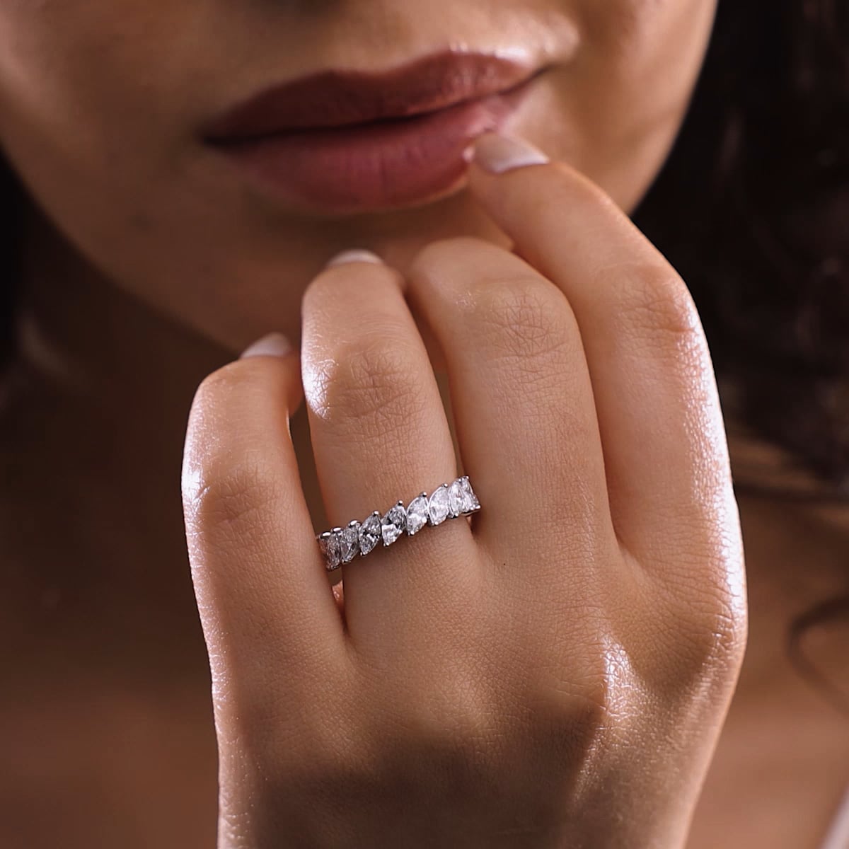 product video 2 for 3 ctw Marquise Lab Grown Diamond Eternity Band - 5mm Width