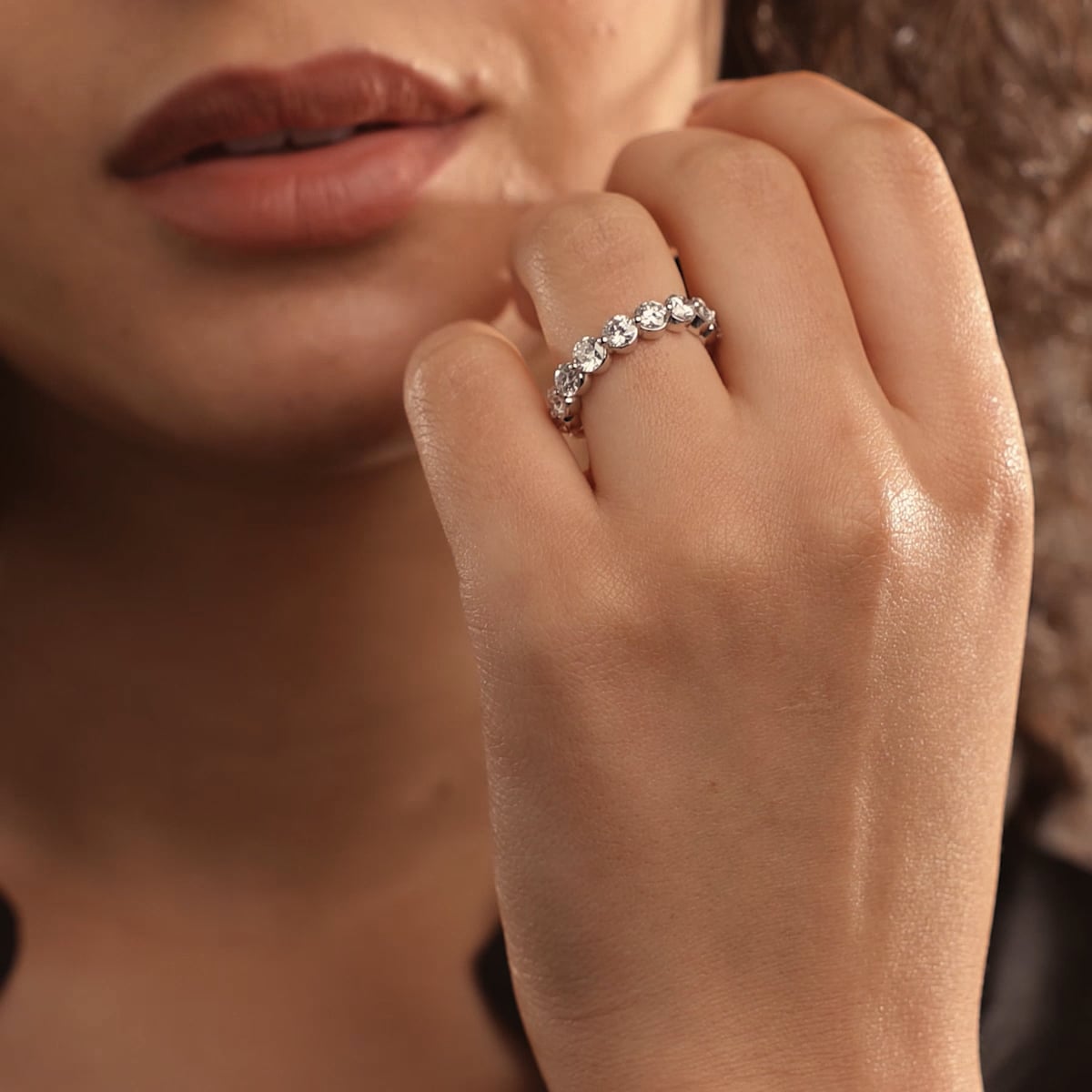 4 ctw Floating Round Lab Grown Diamond Eternity Band - 4.1mm Width