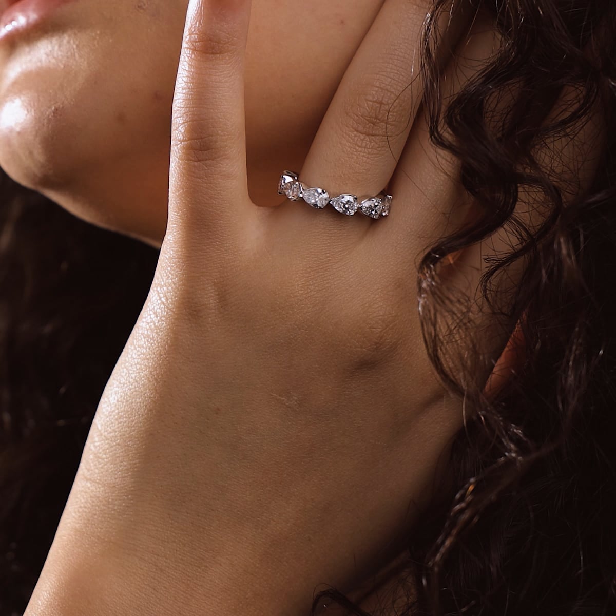 product video 2 for 4 ctw Floating Pear Lab Grown Diamond Eternity Band - 3.84mm Width