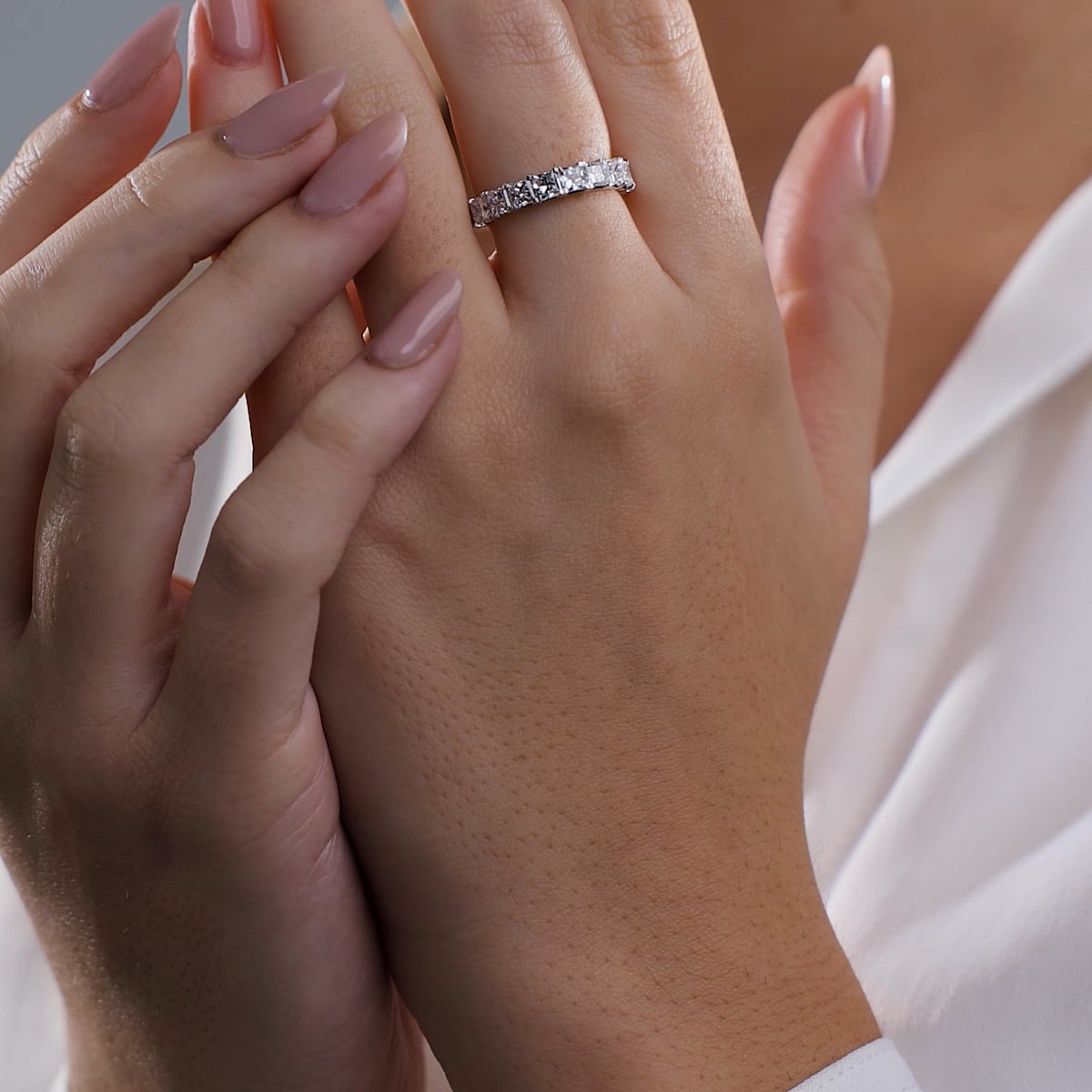 1 1/2 ctw Princess Lab Grown Diamond Eleven-Stone Wedding Band 14K Yellow Gold, F, VS2