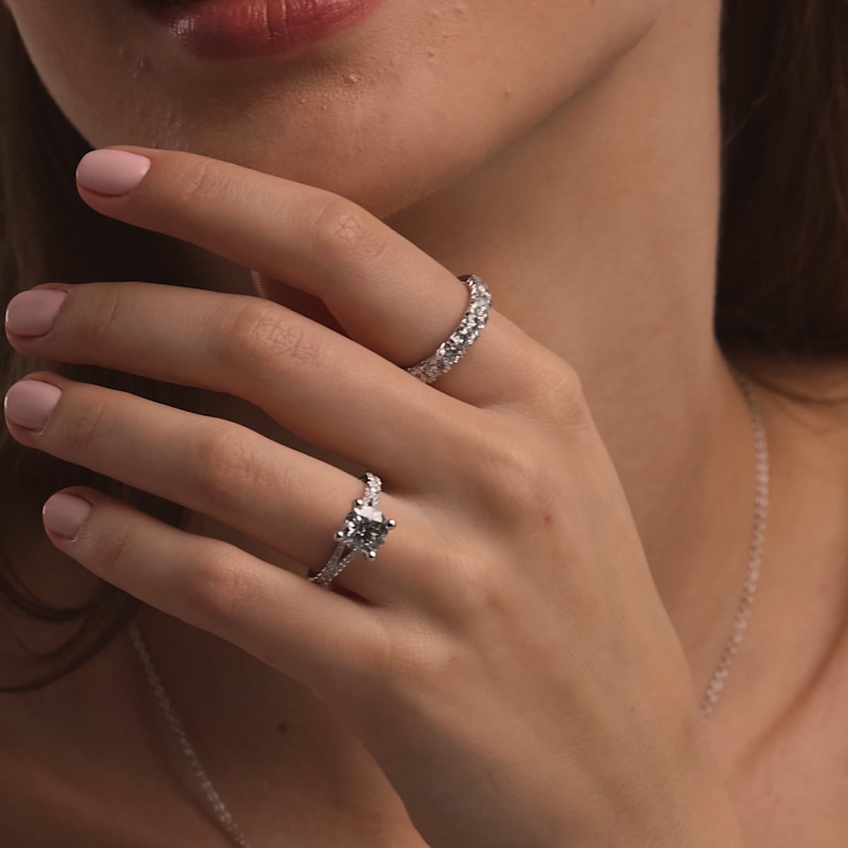 product video 2 for 1 1/2 ctw Round Lab Grown Diamond French Pave Wedding Band