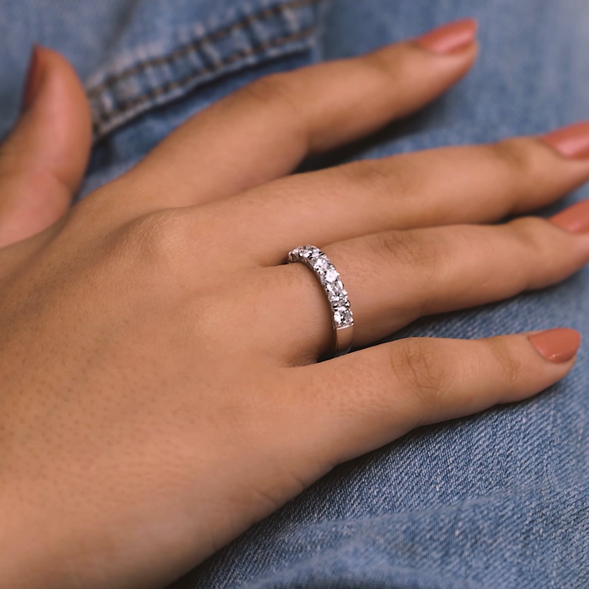 product video 2 for 2 ctw Round Lab Grown Diamond Seven-Stone Anniversary Band