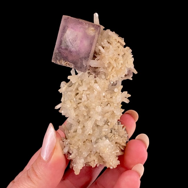 Fluorite (''phantom'' crystal) on Quartz