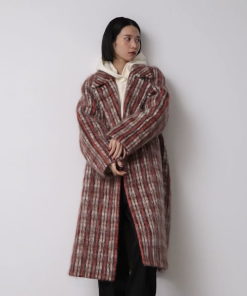 シャギーチェックロングコート | [公式]バビロン（BABYLONE）通販