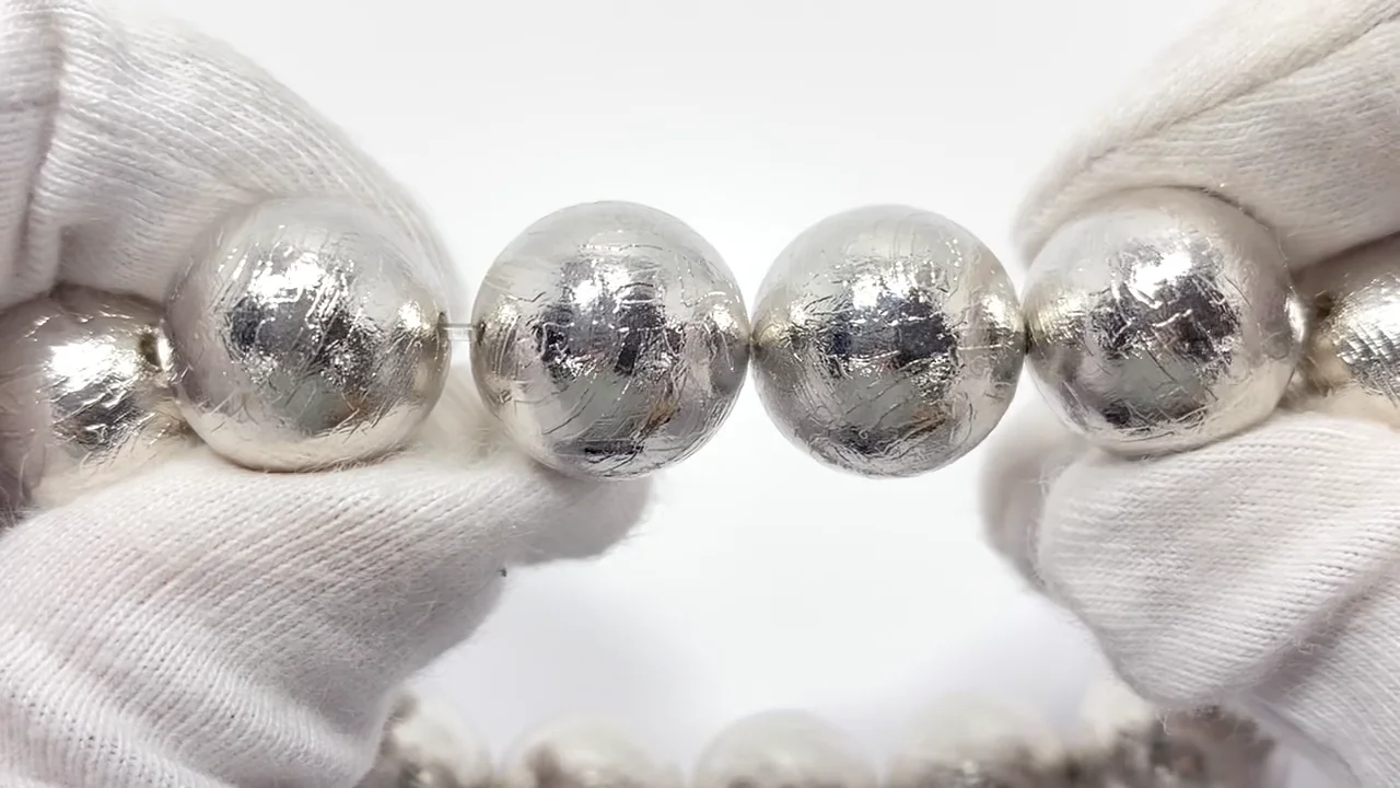 動画】【1点もの】メテオライト(アルタイ隕石) ラウンド14mm 1連