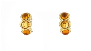 C. 1980 Vintage 8.75 ct. t.w. Citrine Twisted Earrings in 18kt Yellow Gold