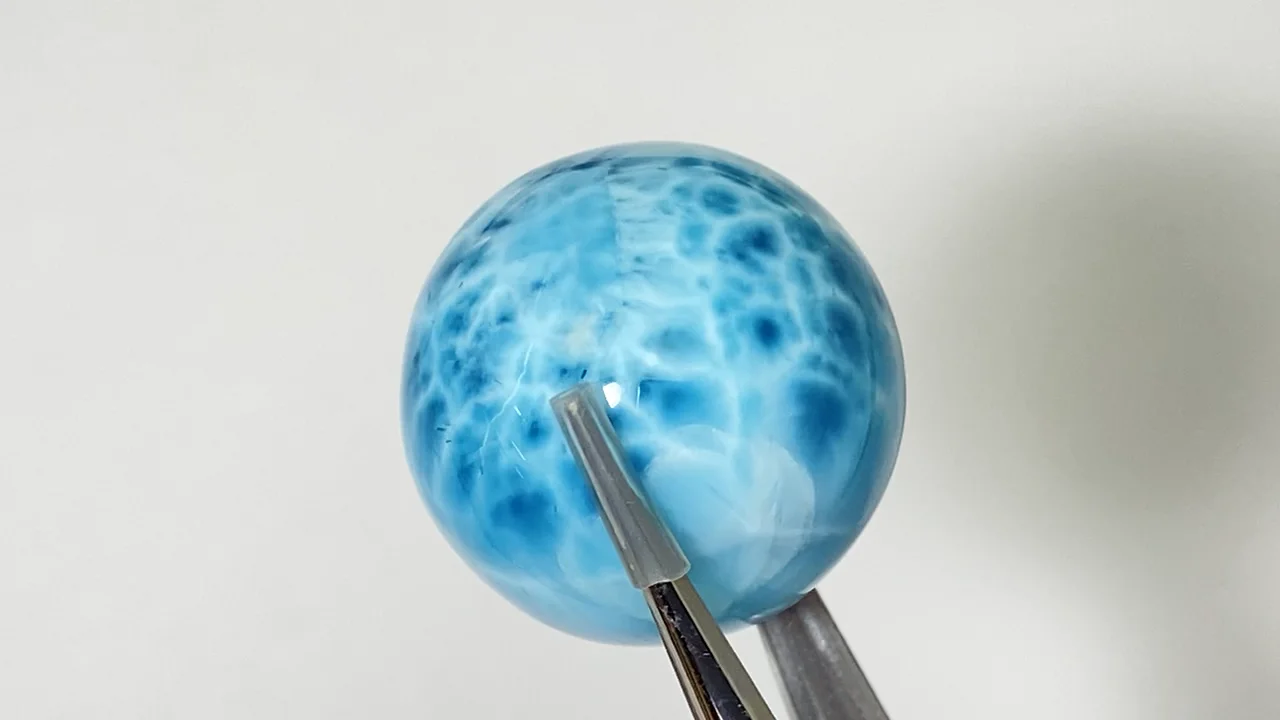 【新入荷】希少　パープルラリマースフィア母岩付き（新品未使用）28.4㎜パープル 鑑別書付き】ラリマー スフィア 31mm No.12【1点もの】 | 天然石