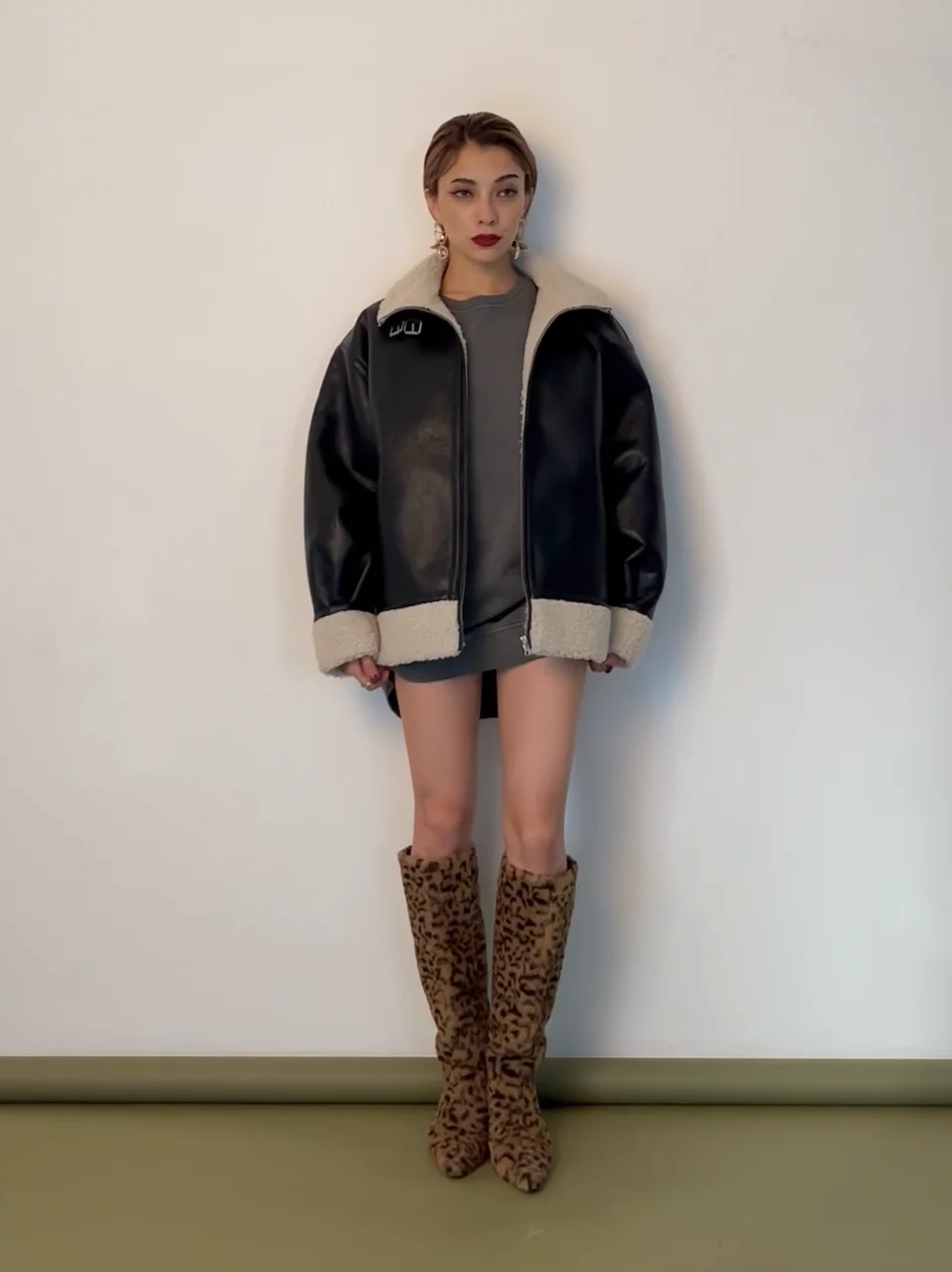 gyda フェイクムートンB3ボンバージャケット（WEB限定】フェイクレザー  