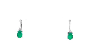 1.00 ct. t.w. Emerald Drop Earrings with Diamond Accents in 14kt White Gold