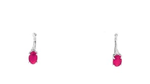 1.30 ct. t.w. Ruby Drop Earrings with Diamond Accents in 14kt White Gold