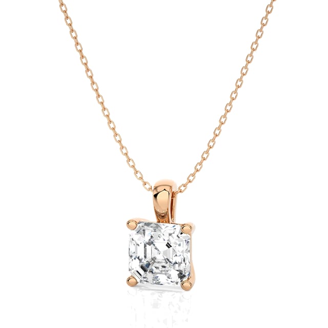 1.00 Karat Solitär Anhänger mit asscher geschliffenem Labordiamant aus Rotgold
