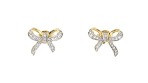 .20 ct. t.w. Black Spinel and .10 ct. t.w. White Topaz Jewelry Set: Two Pairs of Bow Earrings in 18kt Gold Over Sterling