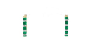 1.60 ct. t.w. Emerald Hoop Earrings with Diamond Accents in 18kt Gold Over Sterling