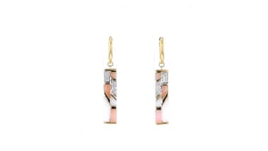 Pink and White Opal Drop Earrings with .10 ct. t.w. White Topaz in 18kt Gold Over Sterling