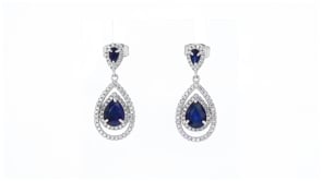 5.25 ct. t.w. Sapphire and 1.40 ct. t.w. White Topaz Teardrop Earrings in Sterling Silver