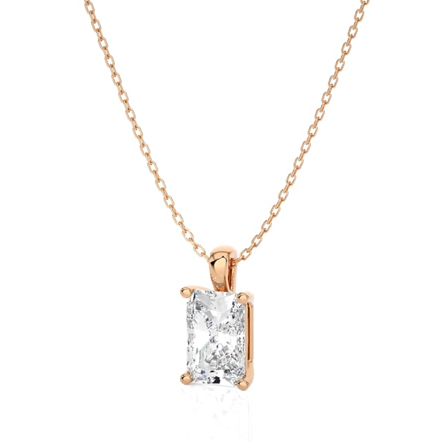 2.00 Karat Solitär Anhänger mit laborgezüchtetem Diamant im Radiant-Schliff aus Rotgold