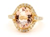 Oval-Shaped Morganite and Diamond Halo Ring in 18K Yellow Gold &#40;5/8 ct. tw.&#41;