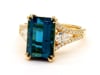 Indicolite Tourmaline and Diamond Ring in 18K Yellow Gold &#40;5/8 ct. tw.&#41;