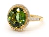 Green Tourmaline and Diamond Halo Ring in 18K Yellow Gold &#40;1/2 ct. tw.&#41;