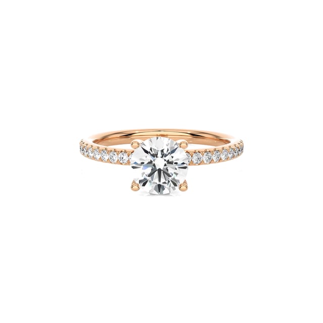 5.00 carat solitaire ring in red gold with hidden halo