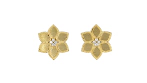 Roberto Coin Vernazza 18kt Yellow Gold Daisy Earrings with Diamond Accents