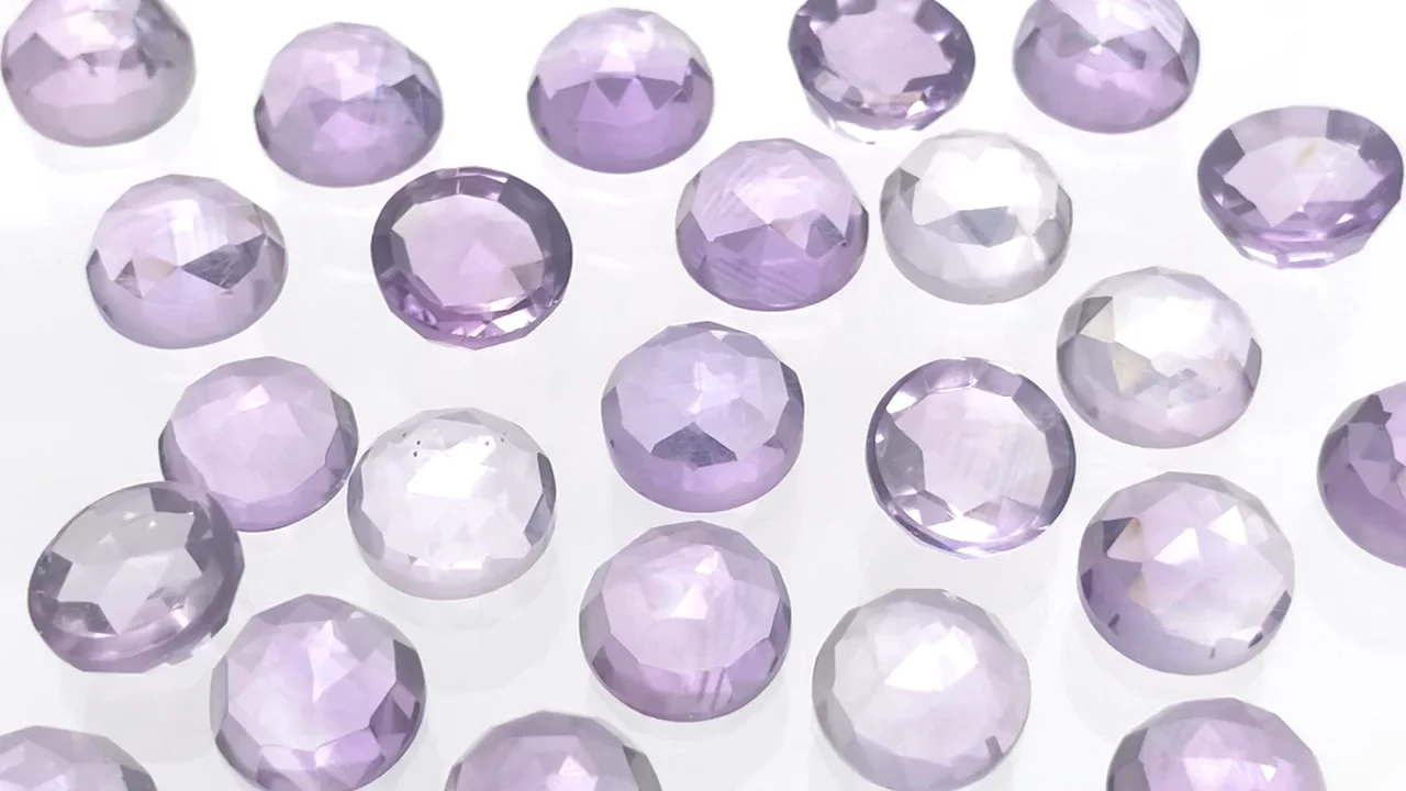 アメジスト（紫水晶） ラウンド ローズカット8×8×4mm 2個｜天然石
