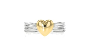 14kt Yellow Gold and Sterling Silver Puffed Heart Ring
