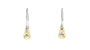 Italian Two-Tone Sterling Silver Graduated Bead Hoop Earrings