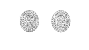 1.50 ct. t.w. Diamond Cluster Oval Earrings in 14kt White Gold