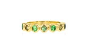 .10 Carat Green Sapphire and .60 ct. t.w. Tsavorite Ring with .20 ct. t.w. Peridots in 18kt Gold Over Sterling
