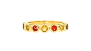 .70 ct. t.w. Orange and Yellow Sapphire Ring with .20 ct. t.w. Citrines in 18kt Gold Over Sterling
