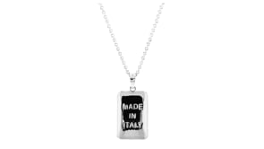Italian Sterling Silver Made in Italy Tag Pendant Necklace